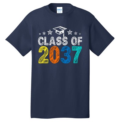 Class Of 2037 Grow With Me Prek To 12th Grade Handprint Tall T-Shirt