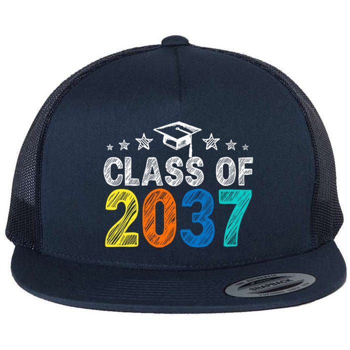 Class Of 2037 Grow With Me Prek To 12th Grade Handprint Flat Bill Trucker Hat