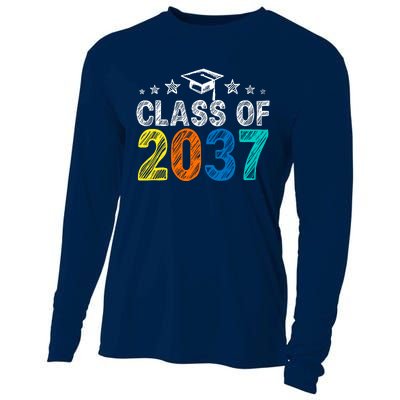 Class Of 2037 Grow With Me Prek To 12th Grade Handprint Cooling Performance Long Sleeve Crew