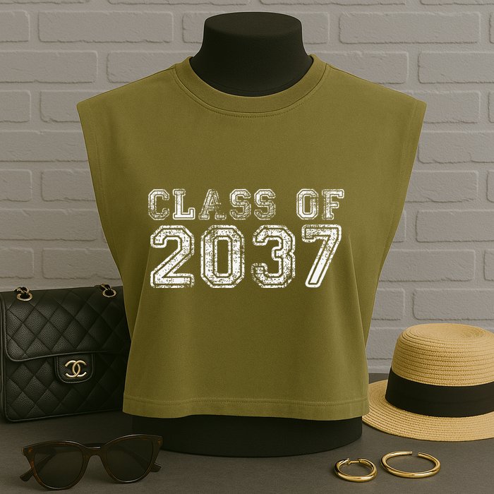 Class Of 2037 Grow With Me First Day Of School Graduation Garment-Dyed Women's Muscle Tee