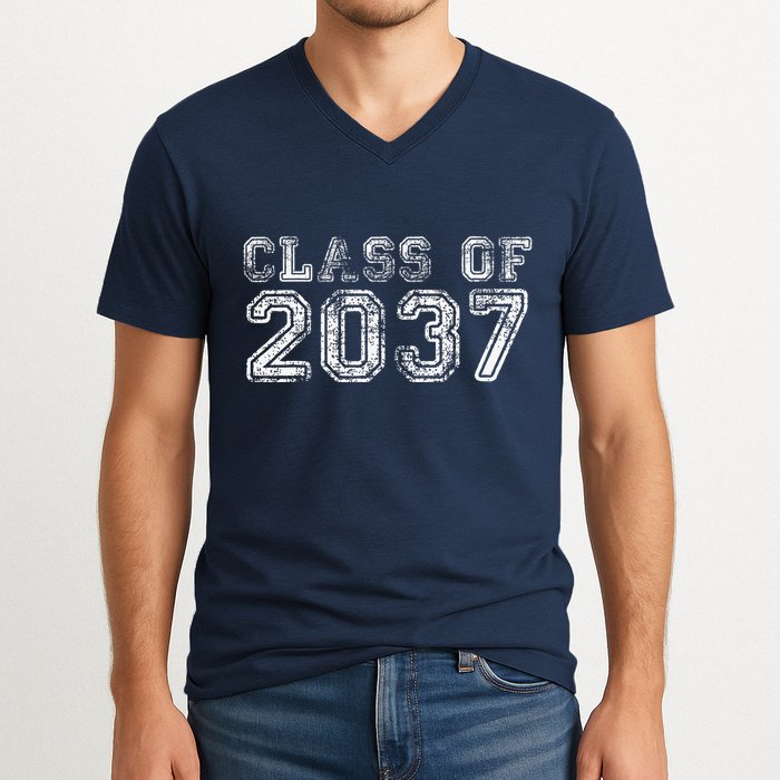 Class Of 2037 Grow With Me First Day Of School Graduation V-Neck T-Shirt