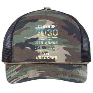 Class Of 2030 Gaming 6th Grade Level Unlocked Back To School Retro Rope Trucker Hat Cap