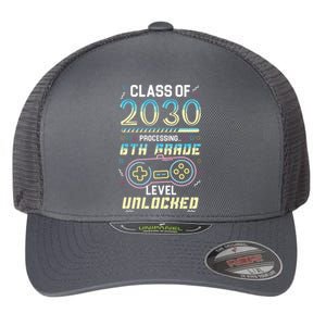 Class Of 2030 Gaming 6th Grade Level Unlocked Back To School Flexfit Unipanel Trucker Cap