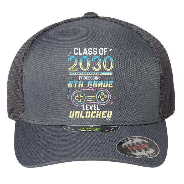 Class Of 2030 Gaming 6th Grade Level Unlocked Back To School Flexfit Unipanel Trucker Cap