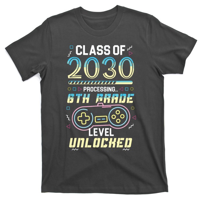 Class Of 2030 Gaming 6th Grade Level Unlocked Back To School T-Shirt