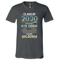 Class Of 2030 Gaming 6th Grade Level Unlocked Back To School V-Neck T-Shirt