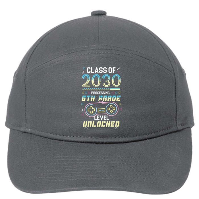 Class Of 2030 Gaming 6th Grade Level Unlocked Back To School 7-Panel Snapback Hat