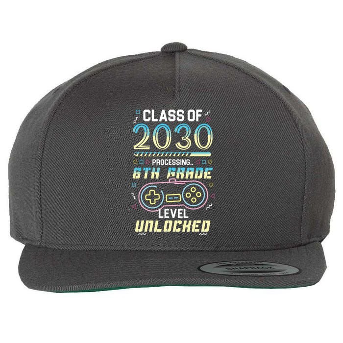 Class Of 2030 Gaming 6th Grade Level Unlocked Back To School Wool Snapback Cap