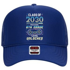 Class Of 2030 Gaming 6th Grade Level Unlocked Back To School High Crown Mesh Back Trucker Hat