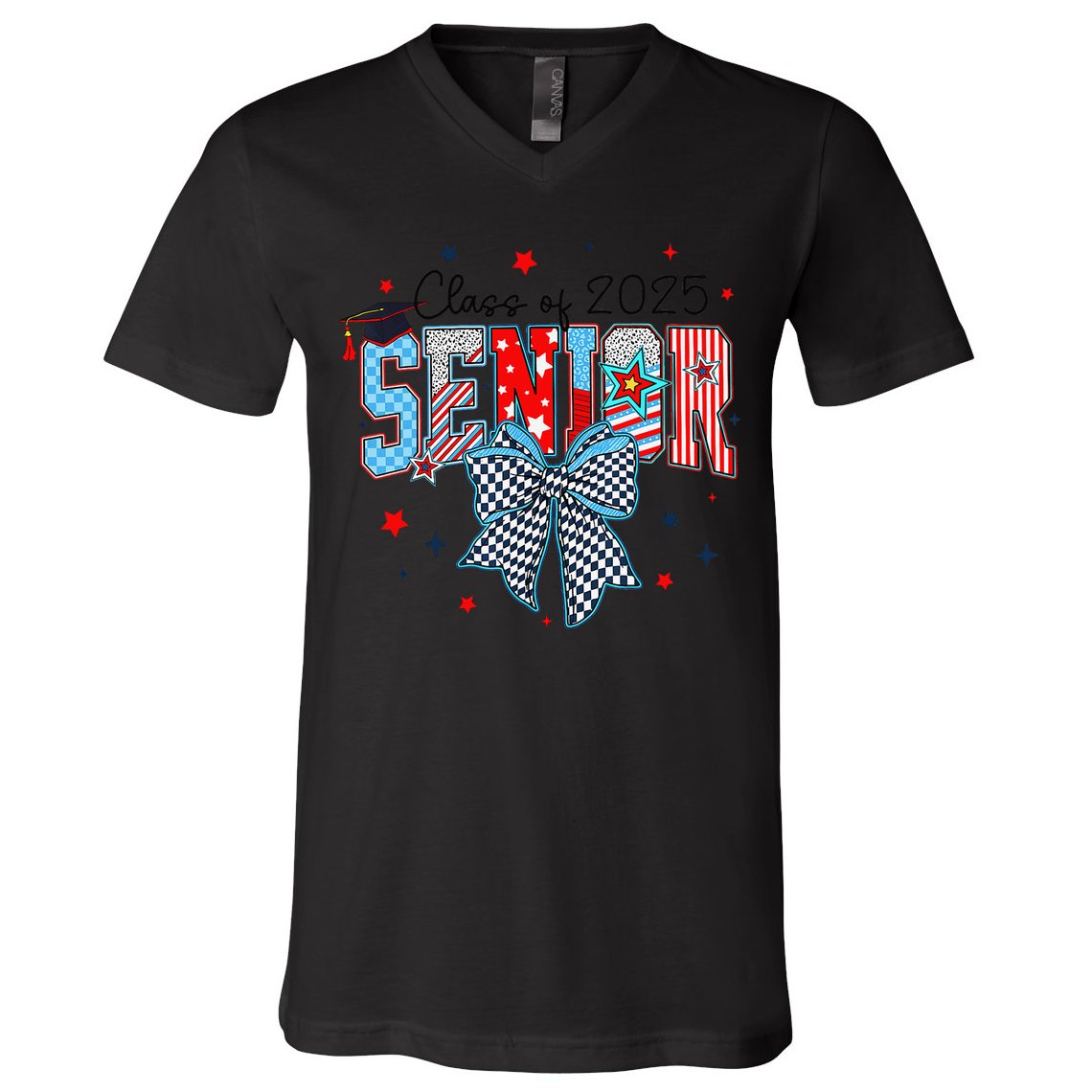 Class Of 2025 Coquette Senior 2025 Graduation Back To V-Neck T-Shirt