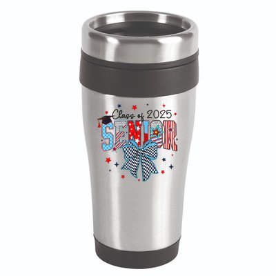 Class Of 2025 Coquette Senior 2025 Graduation Back To 16oz Travel Tumbler