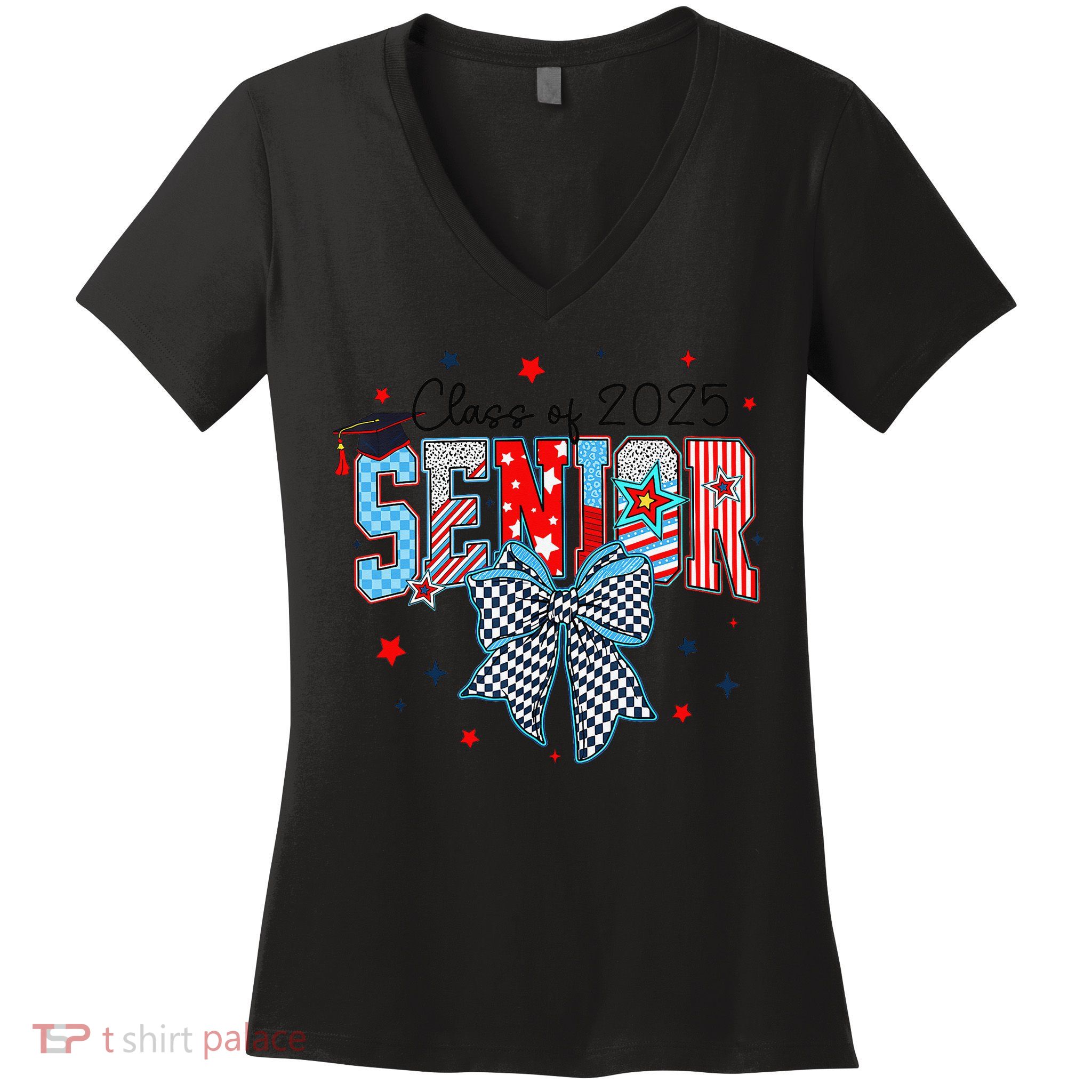 Class Of 2025 Coquette Senior 2025 Graduation Back To Women's V-Neck T-Shirt