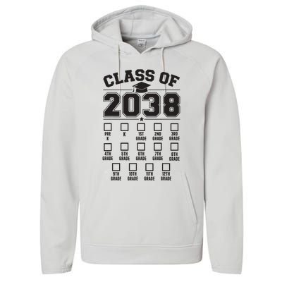 Class Of 2038 Grow With Me Checklist Prek To 12th Grade Performance Fleece Hoodie