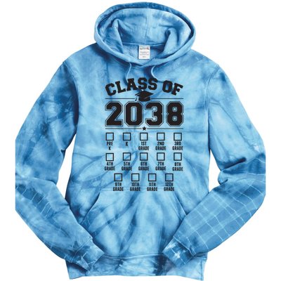 Class Of 2038 Grow With Me Checklist Prek To 12th Grade Tie Dye Hoodie