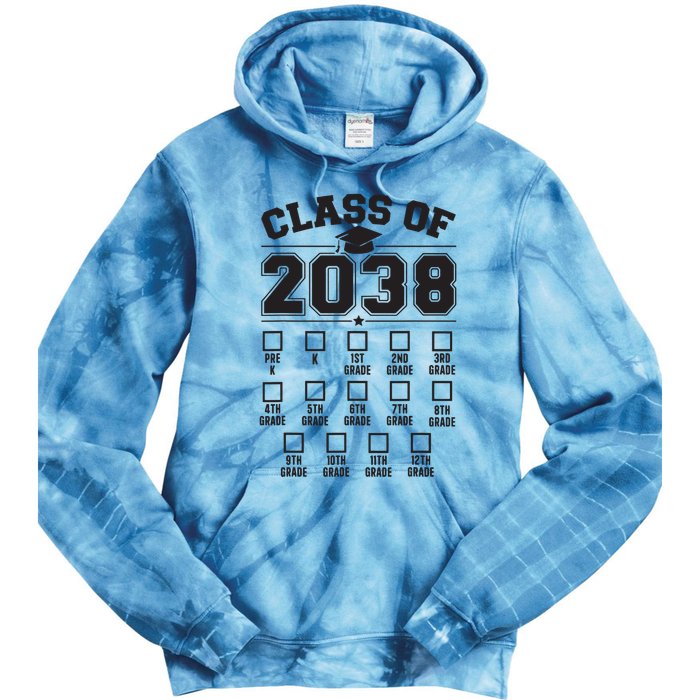 Class Of 2038 Grow With Me Checklist Prek To 12th Grade Tie Dye Hoodie
