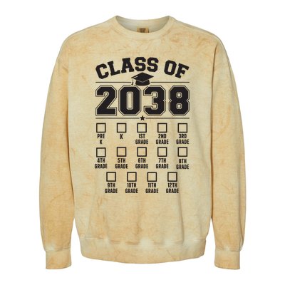 Class Of 2038 Grow With Me Checklist Prek To 12th Grade Colorblast Crewneck Sweatshirt