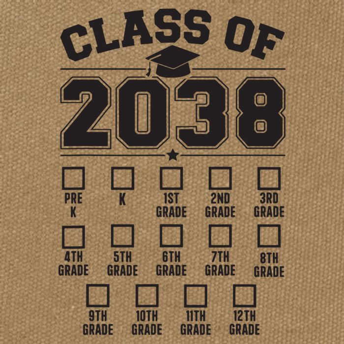 Class Of 2038 Grow With Me Checklist Prek To 12th Grade Cotton Canvas Backpack