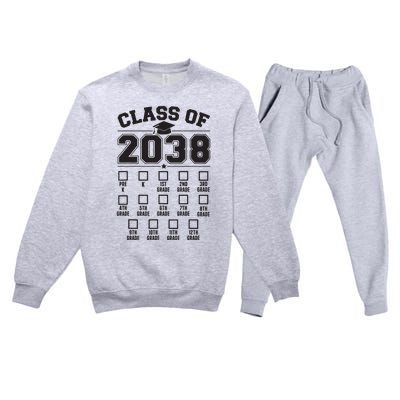 Class Of 2038 Grow With Me Checklist Prek To 12th Grade Premium Crewneck Sweatsuit Set