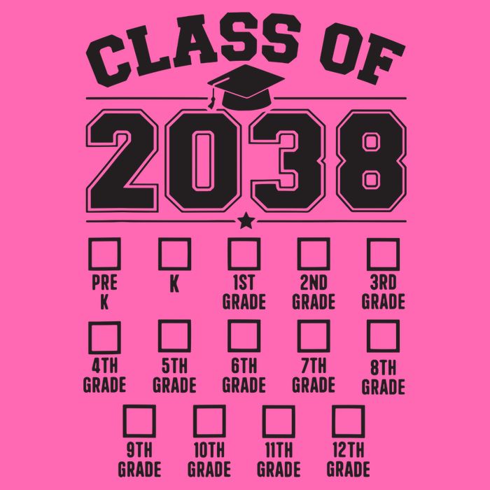 Class Of 2038 Grow With Me Checklist Prek To 12th Grade Stripe Pom Pom Beanie