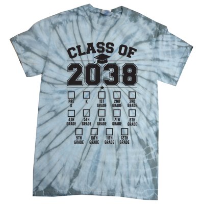 Class Of 2038 Grow With Me Checklist Prek To 12th Grade Tie-Dye T-Shirt