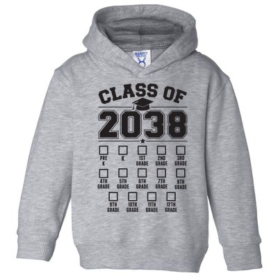 Class Of 2038 Grow With Me Checklist Prek To 12th Grade Toddler Hoodie