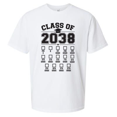 Class Of 2038 Grow With Me Checklist Prek To 12th Grade Sueded Cloud Jersey T-Shirt