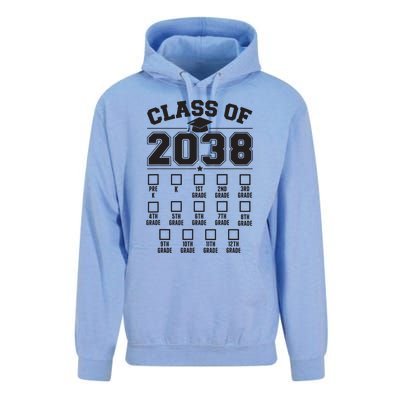 Class Of 2038 Grow With Me Checklist Prek To 12th Grade Unisex Surf Hoodie