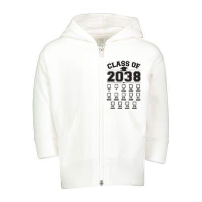 Class Of 2038 Grow With Me Checklist Prek To 12th Grade Toddler Zip Fleece Hoodie