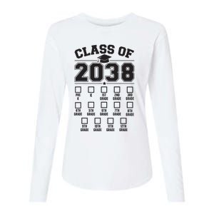 Class Of 2038 Grow With Me Checklist Prek To 12th Grade Womens Cotton Relaxed Long Sleeve T-Shirt