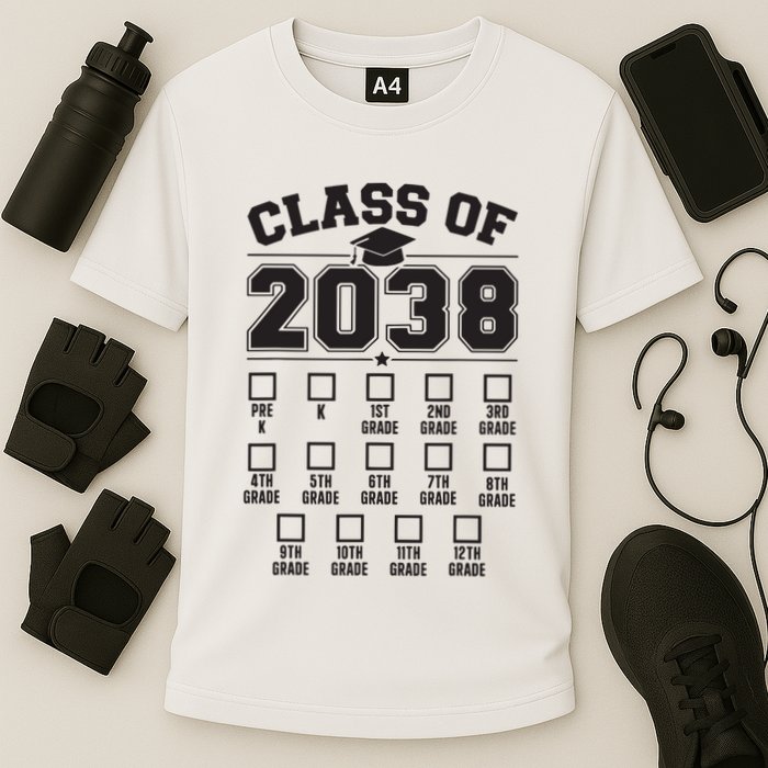 Class Of 2038 Grow With Me Checklist Prek To 12th Grade Performance Shirt