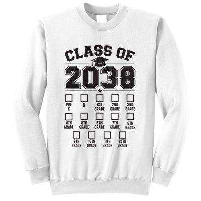 Class Of 2038 Grow With Me Checklist Prek To 12th Grade Sweatshirt