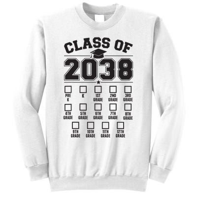 Class Of 2038 Grow With Me Checklist Prek To 12th Grade Sweatshirt