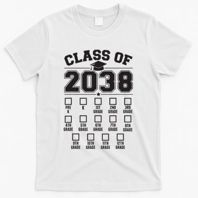 Class Of 2038 Grow With Me Checklist Prek To 12th Grade T-Shirt
