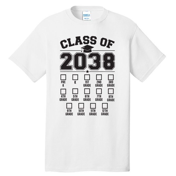 Class Of 2038 Grow With Me Checklist Prek To 12th Grade Tall T-Shirt