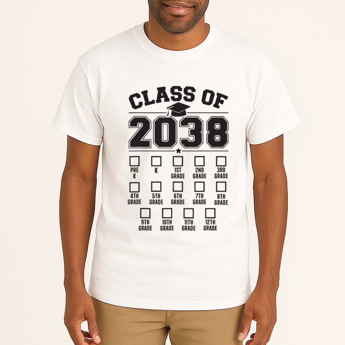 Class Of 2038 Grow With Me Checklist Prek To 12th Grade Tall T-Shirt