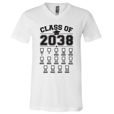 Class Of 2038 Grow With Me Checklist Prek To 12th Grade V-Neck T-Shirt