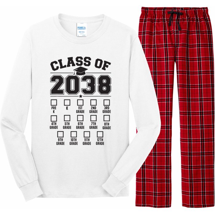 Class Of 2038 Grow With Me Checklist Prek To 12th Grade Long Sleeve Pajama Set