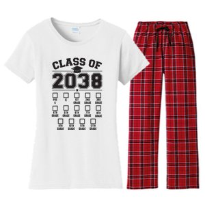 Class Of 2038 Grow With Me Checklist Prek To 12th Grade Women's Flannel Pajama Set