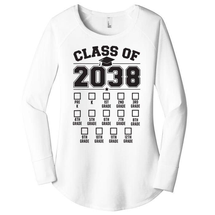 Class Of 2038 Grow With Me Checklist Prek To 12th Grade Women's Perfect Tri Tunic Long Sleeve Shirt