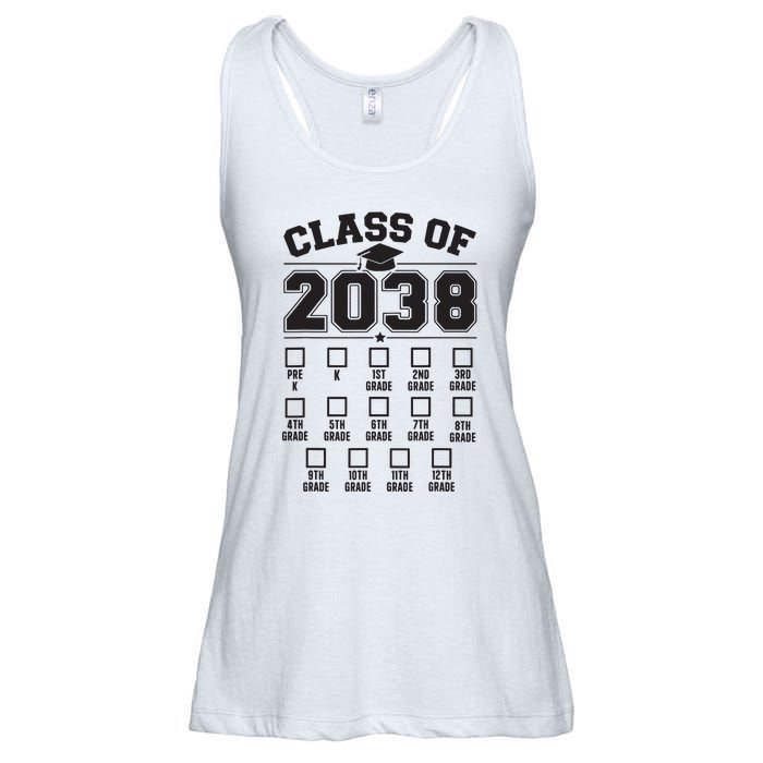 Class Of 2038 Grow With Me Checklist Prek To 12th Grade Ladies Essential Flowy Tank