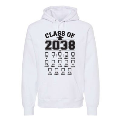 Class Of 2038 Grow With Me Checklist Prek To 12th Grade Premium Hoodie