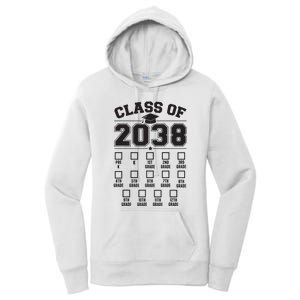 Class Of 2038 Grow With Me Checklist Prek To 12th Grade Women's Pullover Hoodie