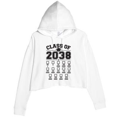 Class Of 2038 Grow With Me Checklist Prek To 12th Grade Crop Fleece Hoodie