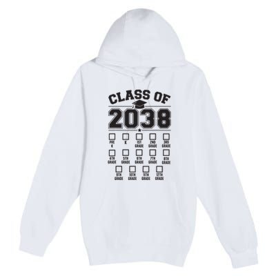 Class Of 2038 Grow With Me Checklist Prek To 12th Grade Premium Pullover Hoodie