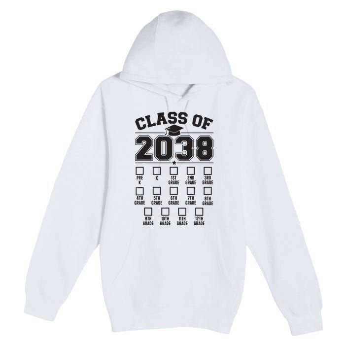Class Of 2038 Grow With Me Checklist Prek To 12th Grade Premium Pullover Hoodie