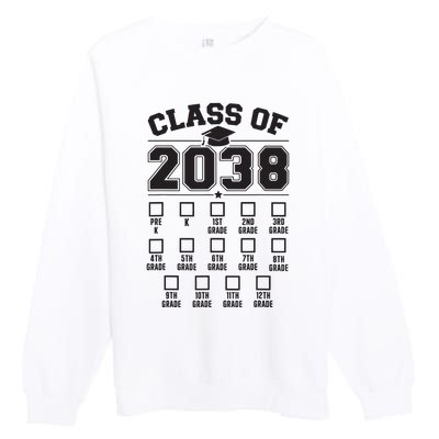 Class Of 2038 Grow With Me Checklist Prek To 12th Grade Premium Crewneck Sweatshirt