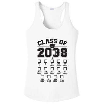 Class Of 2038 Grow With Me Checklist Prek To 12th Grade Ladies PosiCharge Competitor Racerback Tank
