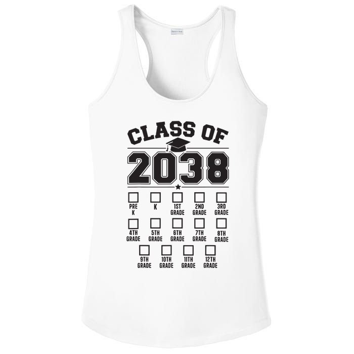 Class Of 2038 Grow With Me Checklist Prek To 12th Grade Ladies PosiCharge Competitor Racerback Tank