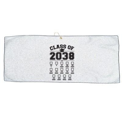Class Of 2038 Grow With Me Checklist Prek To 12th Grade Large Microfiber Waffle Golf Towel
