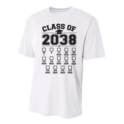 Class Of 2038 Grow With Me Checklist Prek To 12th Grade Performance Sprint T-Shirt